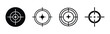 © Line Wave - Black dark isolated modern vintage target icons set on white background. Target weapon icons, Gun, Military, Shot icons set on white page. Aiming optical gun icons set. EPS 10.