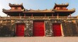 © BackgroundStudio - Imperial City Gate with Red Details in Hue, Vietnam