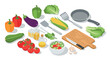 © Maureen - Culinary delight: fresh ingredients with kitchen tools in isometric style