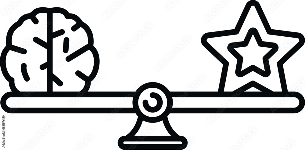 Brain and star balancing on a scale, representing the equilibrium ...