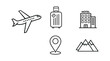 © FirojaAkther - Travel icons set airplane luggage hotel location pin and mountains
