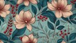 © Mark - elegant botanical leaf and berry pattern design for textile wallpaper and fabric printing