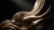 © khumthong - Close up macro of lustrous brown and blonde wavy hair strands with subtle highlights against a dark background