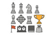 © Andrei - Chess pieces, trophies, and timers displayed in a colorful graphic design celebrating the game of chess