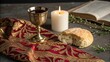 © Владислав Писитко - Communion scene featuring bread, wine and candle