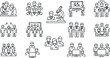 © vadymstock - A collection of outline vector icons depicting teamwork and collaboration in scientific research, ideal for educational and professional contexts