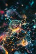 © Wijit - Futuristic molecular network glowing with vibrant energy, showcasing connected nodes in a sci-fi environment.