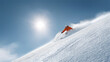 © Vasili - Snowboarder riding fast down a bright snowy slope under clear sun, symbolizing adventure, winter freedom, speed and outdoor extreme sport.