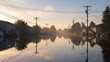 © detiyy - Flooded residential street with power lines