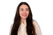 © PeopleVideos - Young woman smiling, looking away with happy expression, long hair, casual style, transparent background