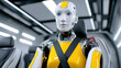 © Olha Atamaniuk - Female robot crash test dummy in a modern vehicle for automotive safety.
