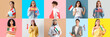 © Pixel-Shot - Collage of many people with different flags on color background