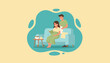 © Vector Labs - Happy pregnant woman reading on sofa supported by her caring husband at home