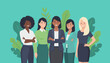 © Flatify Studio - Diverse group of professional business women smiling confidently symbolizing teamwork and success