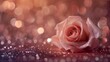 © Sergei_Pgh - Elegant pastel pink rose on sparkling glitter surface with dreamy soft focus for valentine s day