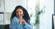 © SiphosethuFan/peopleimages.com - Dancing, agent and woman with headset, call center and excited for complete target, win and success. Sales, consultant and person with mic for communication, happy and celebration for bonus in office