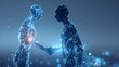 © Ahsan - Digital handshake connecting futuristic AI people, symbolizing innovative collaboration and partnership across technology, a visual metaphor for trust and shared success