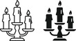 © Pvect02 - Elegant candelabra design with two variations on — Outline, silhouette, and on transparent background. EPS 10.