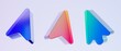 © StockStyle - Set of 3D arrow icons, Colorful gradient glass like icon, glass holographic icon, minimal crystal clear, ideal for graphic design, UI UX interfaces, 3d render illustration.
