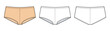 © aiven studio - Low-Waist Boyshorts Technical Fashion Illustration. Low-Rise Women’s Underwear Vector Template with Front, and Back Views. Soft Seam Details and Clean Contour Lines. CAD Mockup Set for Designers