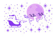 © GRACE - Moonlit Sleigh Ride. Christmas Eve journey. Sleigh and reindeer cross moonlit sky, soft snowflakes and