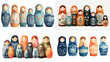 © Creative Nest - A charming collection of Russian nesting dolls with decorative patterns and warm colors, showing traditional matryoshka figures ideal for cultural, craft, and folk themes.