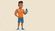 © Екатерина Канунников - Cartoon clip art of a man wearing sportswear, holding a water bottle