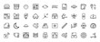 © PixeloAI - Smart home and sleep comfort line icon set. Vector pictograms of thermostat, mattress, humidifier, crib, and security camera, thin linear illustration.