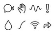 © King558 - Expressive Icon Set. Expressive Communication Forms linear icon set: spoken ring, gesture line, tone wave, expressive mark, feeling droplet, creative curve, signal dot, meaning cue
