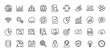 © PixeloAI - Data and business analytics line icon set. Vector pictograms of smartphone, cloud, server, target, and chart, thin linear illustration.