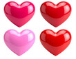 © Faiz - Four glossy hearts, two red and two pink, on a black background