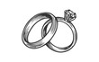 © Iulia - Wedding rings drawn icon set. Hand drawn engraved jewelry sketch illustration.