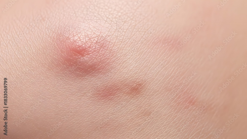 Detailed view of inflamed human skin showing red bumps and irritated ...