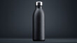 © Thiago - A sleek, minimalist black bottle, perfect for hydration. The bottle features a metallic cap and a condensation effect.
