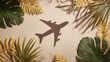© Sagar - Airplane shadow surrounded by tropical leaves, symbolizing travel dreams.
