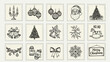 © Mahfuzar - Collection of vintage hand drawn christmas holiday icons isolated on white background