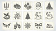 © Mahfuzar - Collection of vintage hand drawn christmas holiday icons isolated on white background