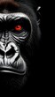 © Khawla - Gorilla Head Portrait with Red Glowing Eye in Low-Key Lighting on Black Background