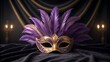 © NoorArt Studio - Ornate gold masquerade mask with purple feather detail