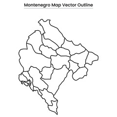  Montenegro Map Vector Outline