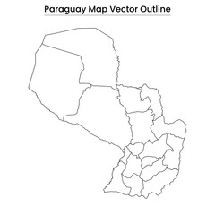  Paraguay Map Vector Outline Editable Country Silhouette with Departments