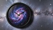 © Jasa - Cosmic Time - A Clock Displaying a Galaxy Against a Starry Backdrop.