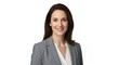 © Dece Std - Woman in grey suit jacket smiles against a plain white background