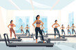 © Vector Shop - Reformer Pilates Class in a Modern Fitness Studiove isolated