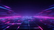 © Keopaserth - Neon grid purple and fuchsia glowing horizon with motion light streaks and futuristic digital atmosphere