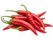 © Vooglo.com - A pile of fresh, vibrant red chili pepper vegetables with green stems isolated on transparent background