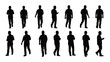 © SILHUETTECHEMBER - Men silhouettes in various poses isolated on white background, Vector