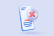 © M.AKA - 3D vector social media with video and photo gallery on mobile phone with stop icon. no entry, problem, fail warning on application, alert for todo checklist. 3d article icon vector render illustration