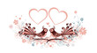 © Rezvi - A charming illustration of two ornate love birds on a stylized branch, surrounded by pink and blue floral designs and heart outlines, symbolizing romance.