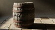 © MDSABBIR - Weathered Wooden Barrel on Stone Floor with Light